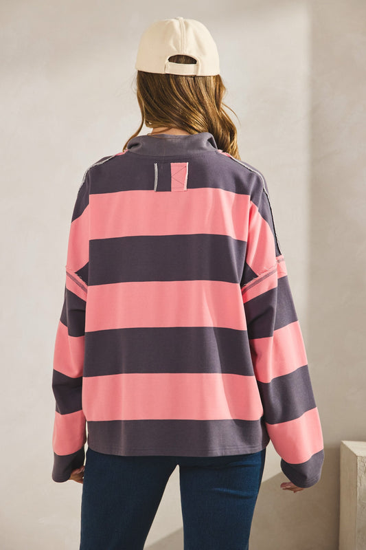 Amanda Striped Half Zip