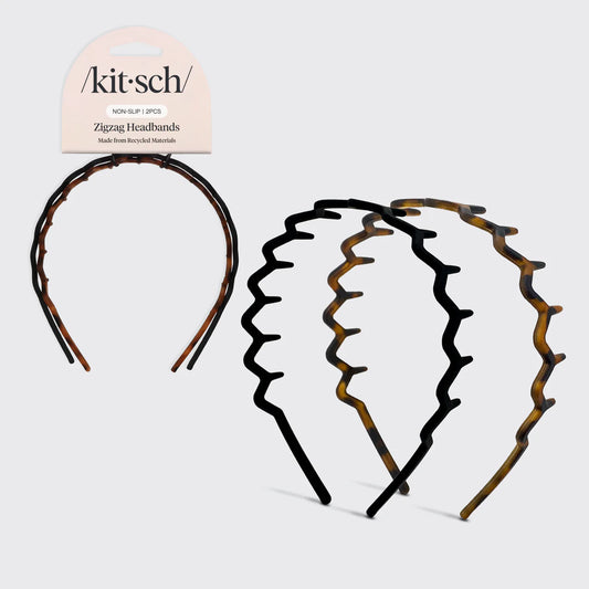 Kitsch zigzag headbands on a white background