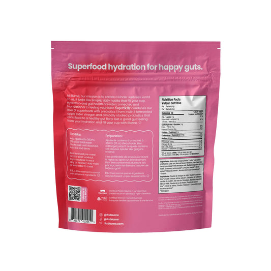 back of a package info about superbelly gut powder