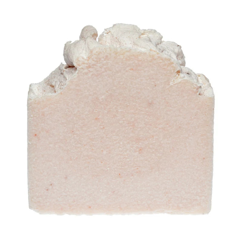 a himalayan salt bar soap on a white background.