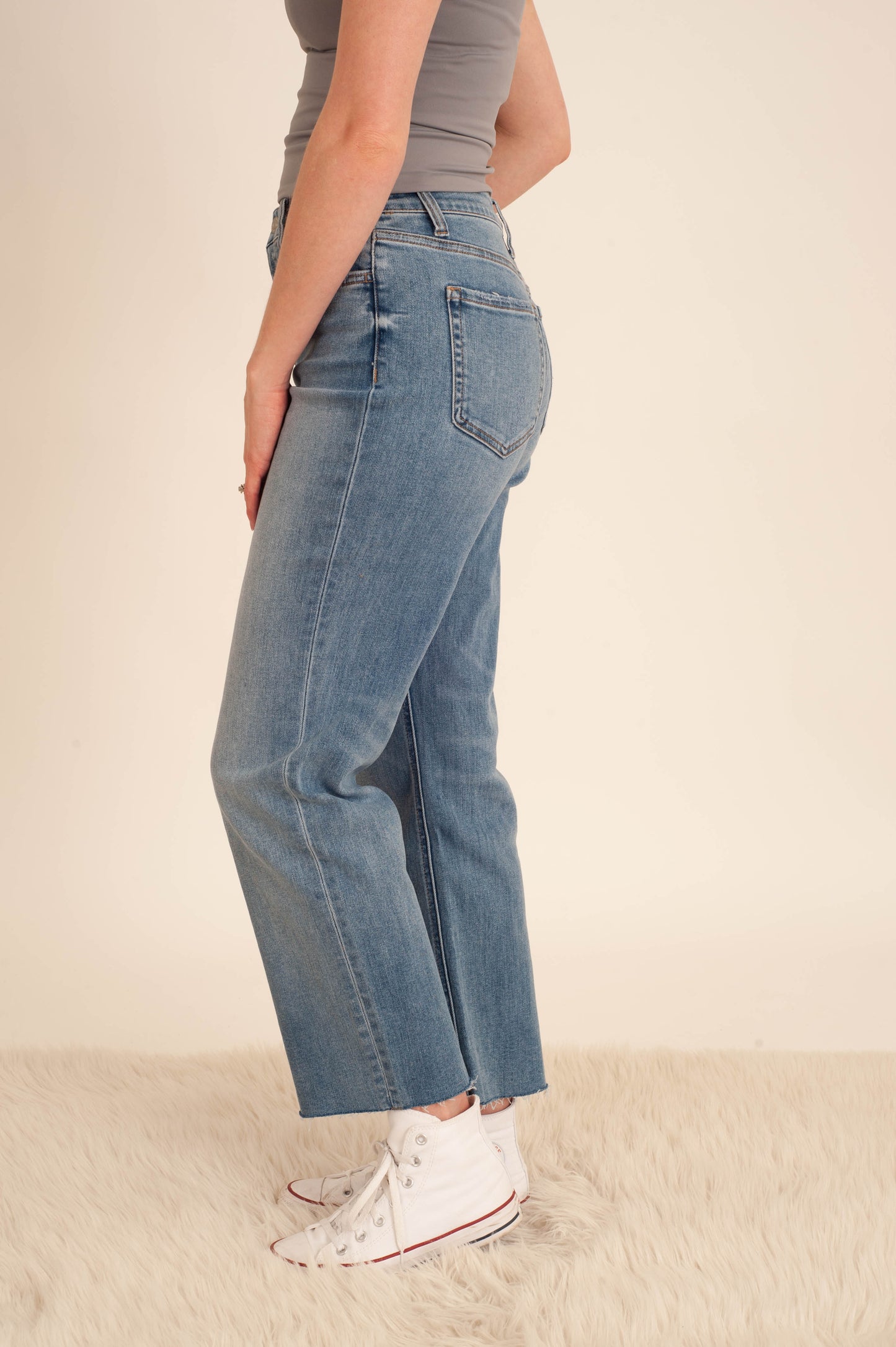 Worked High Rise Straight Jeans