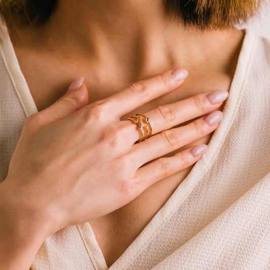 Rainbow Triple Band Fortuna Ring