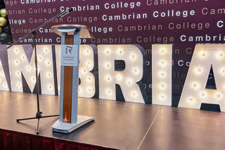 a podium at cambrian college