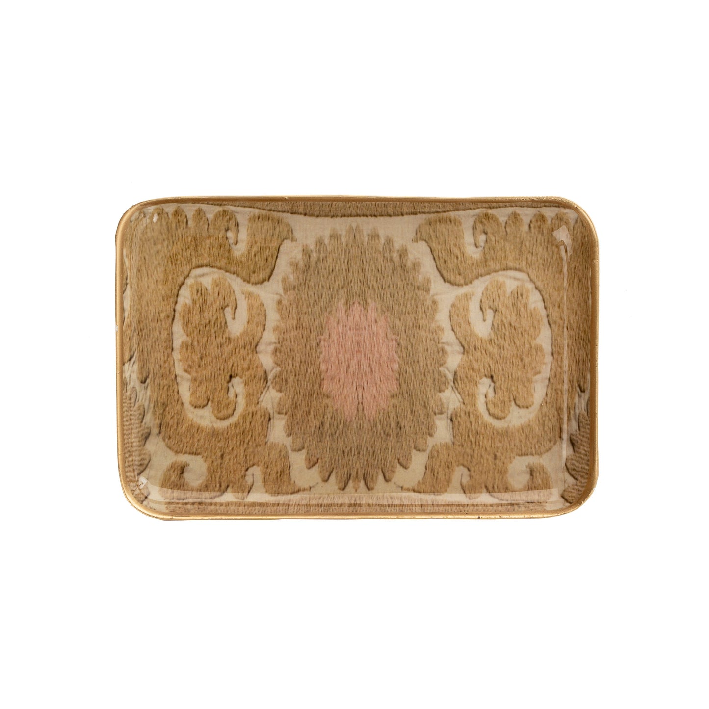 Decorative rectangular plate with intricate patterns on a white background