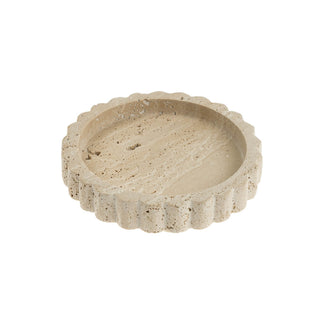 Beige stone tray on a white background