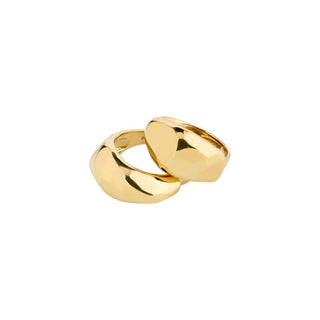 Two gold rings on a white background