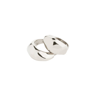 Two silver rings on a white background