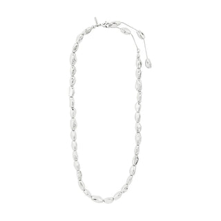 Silver chain necklace on a white background