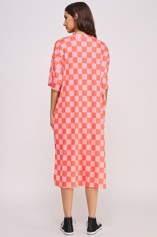 Deena Checkerboard Midi Dress