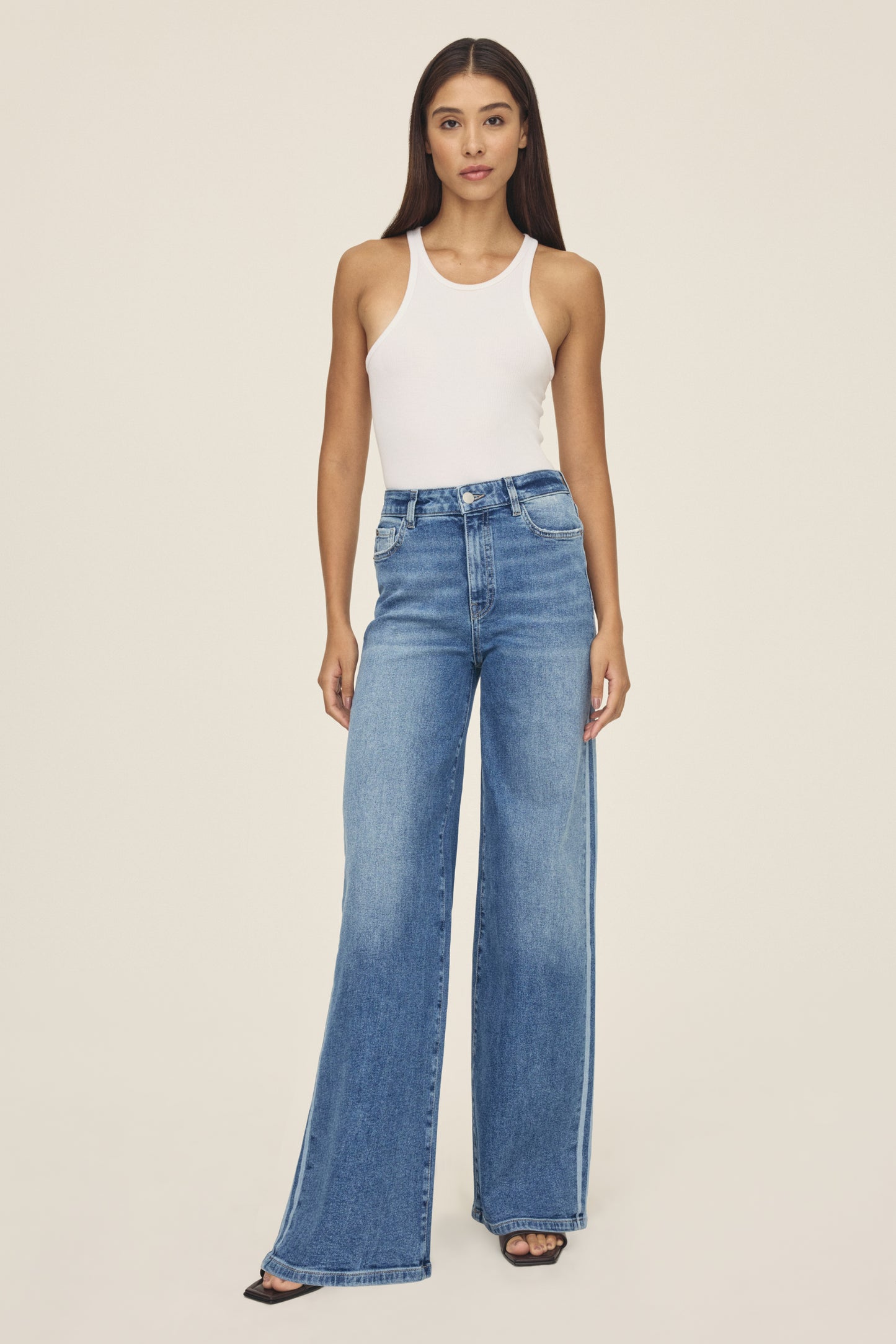 NCE Wide Leg Jeans | White Stripes