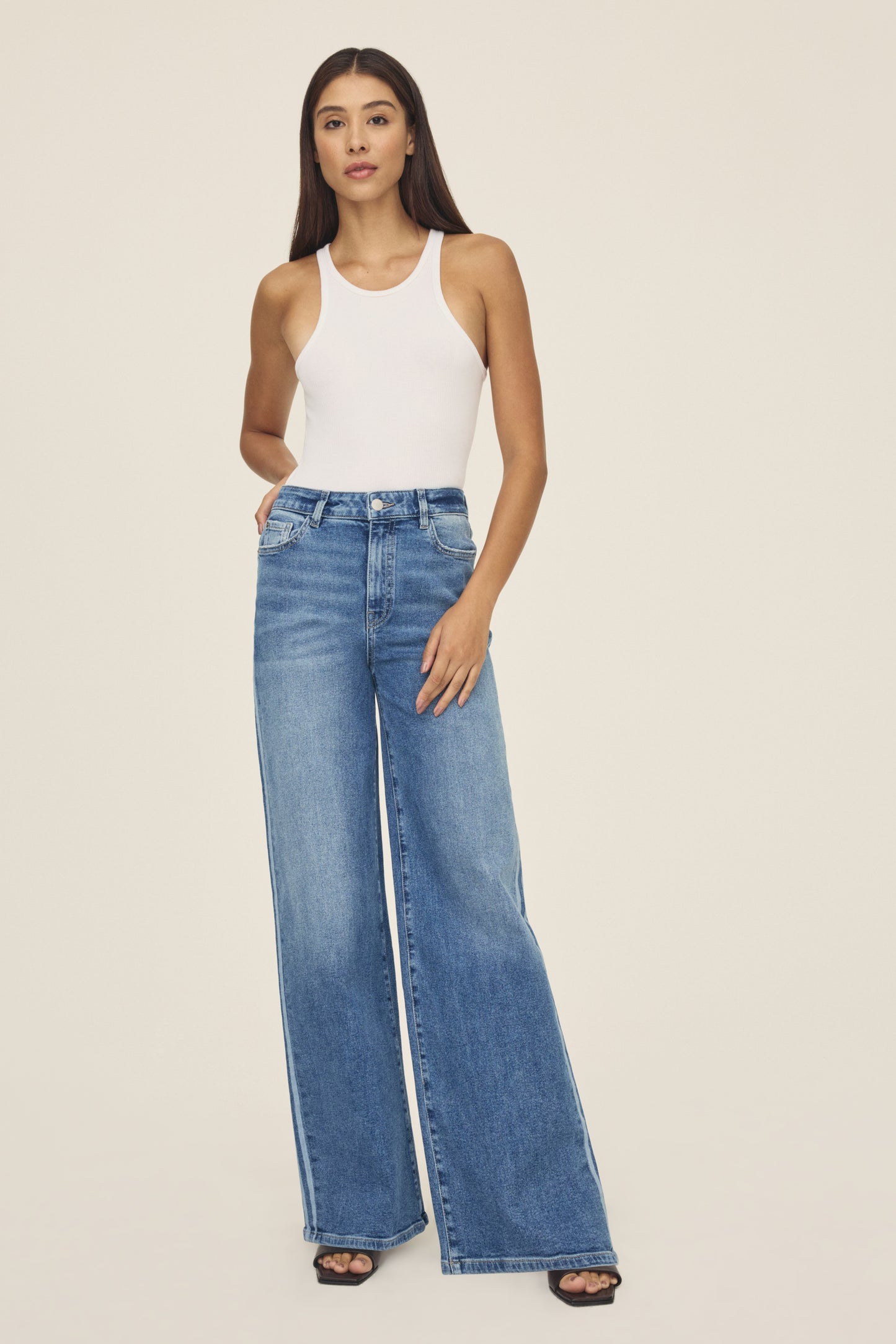 NCE Wide Leg Jeans | White Stripes