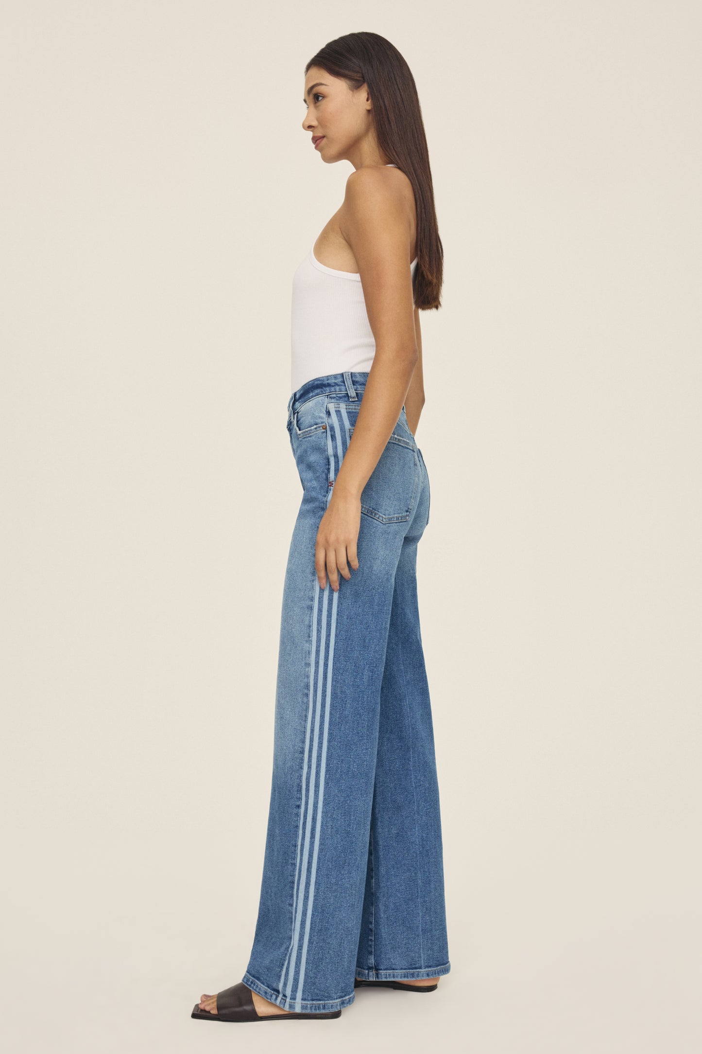 NCE Wide Leg Jeans | White Stripes