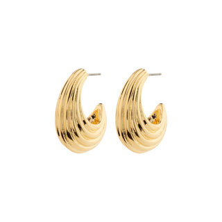 Gold hoop earrings on a white background