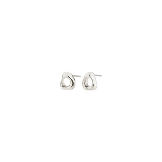 Pair of silver earrings on a white background