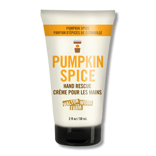 Walton Wood Farm Pumpkin Spice Hand Rescue hand cream in a squeeze tube with a black cap, on a white background.