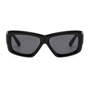 front facing picture of black chunky sunglasses