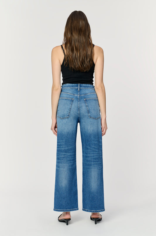 Madish - Jet black extreme wide leg jeans. Size 24 to 40