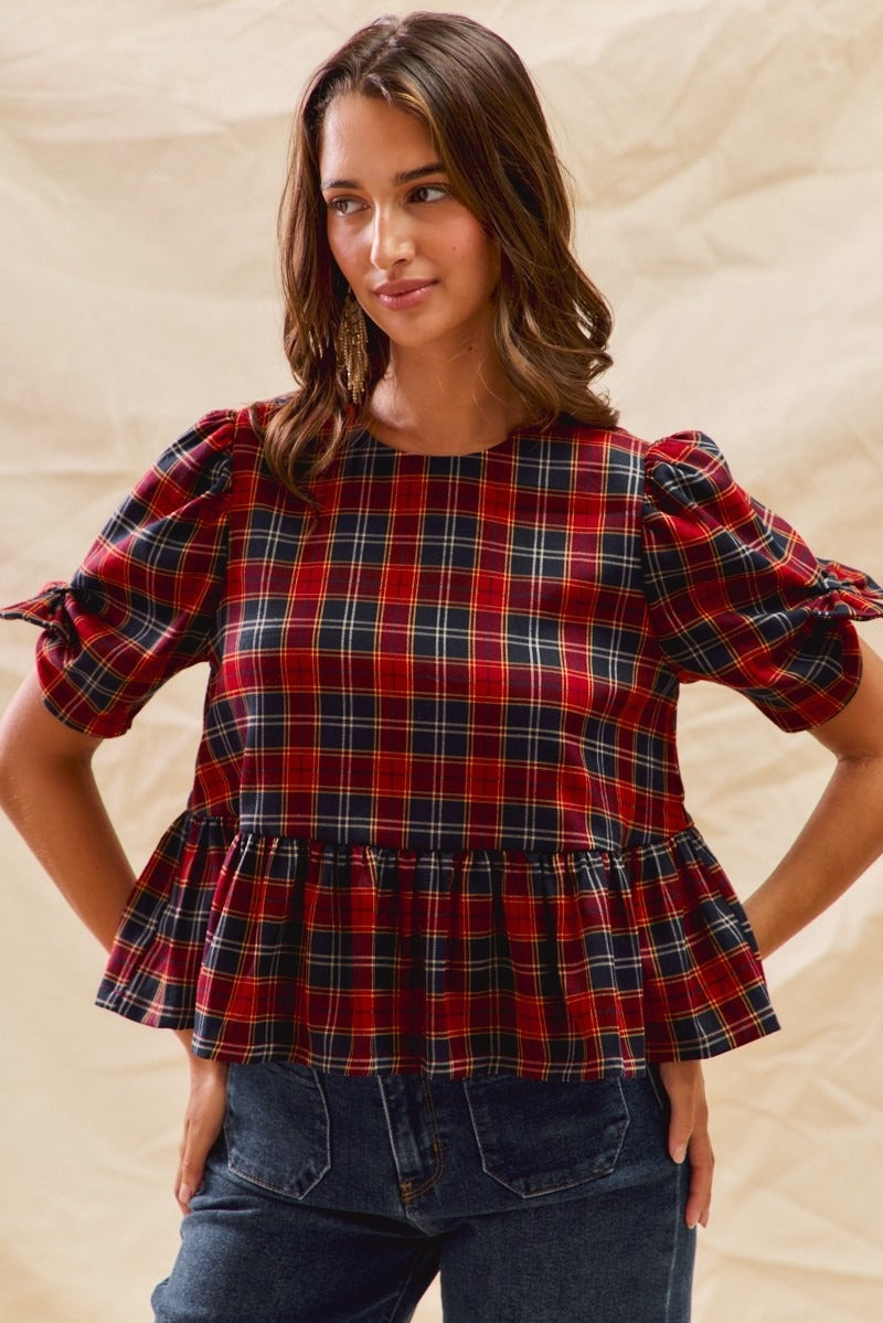 Leah Plaid Blouse
