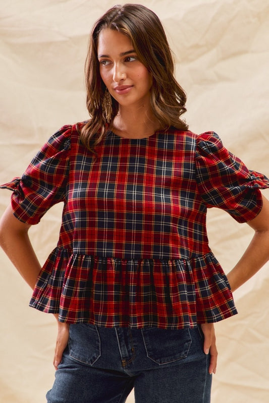 Leah Plaid Blouse