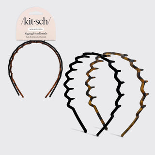 Kitsch zigzag headbands on a white background