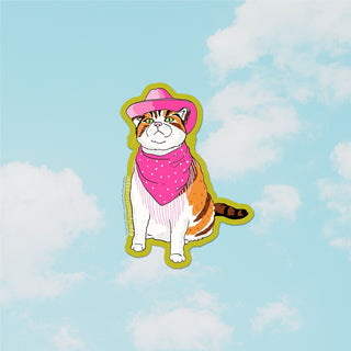 a sticker of a cowboy cat