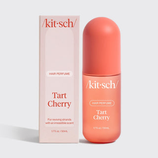 Kit-sch Tart Cherry hair perfume bottle and packaging on a white background