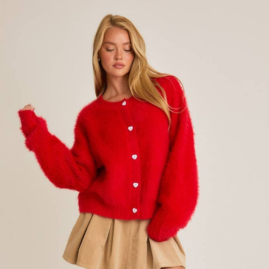 Megan Heart Button Cardigan