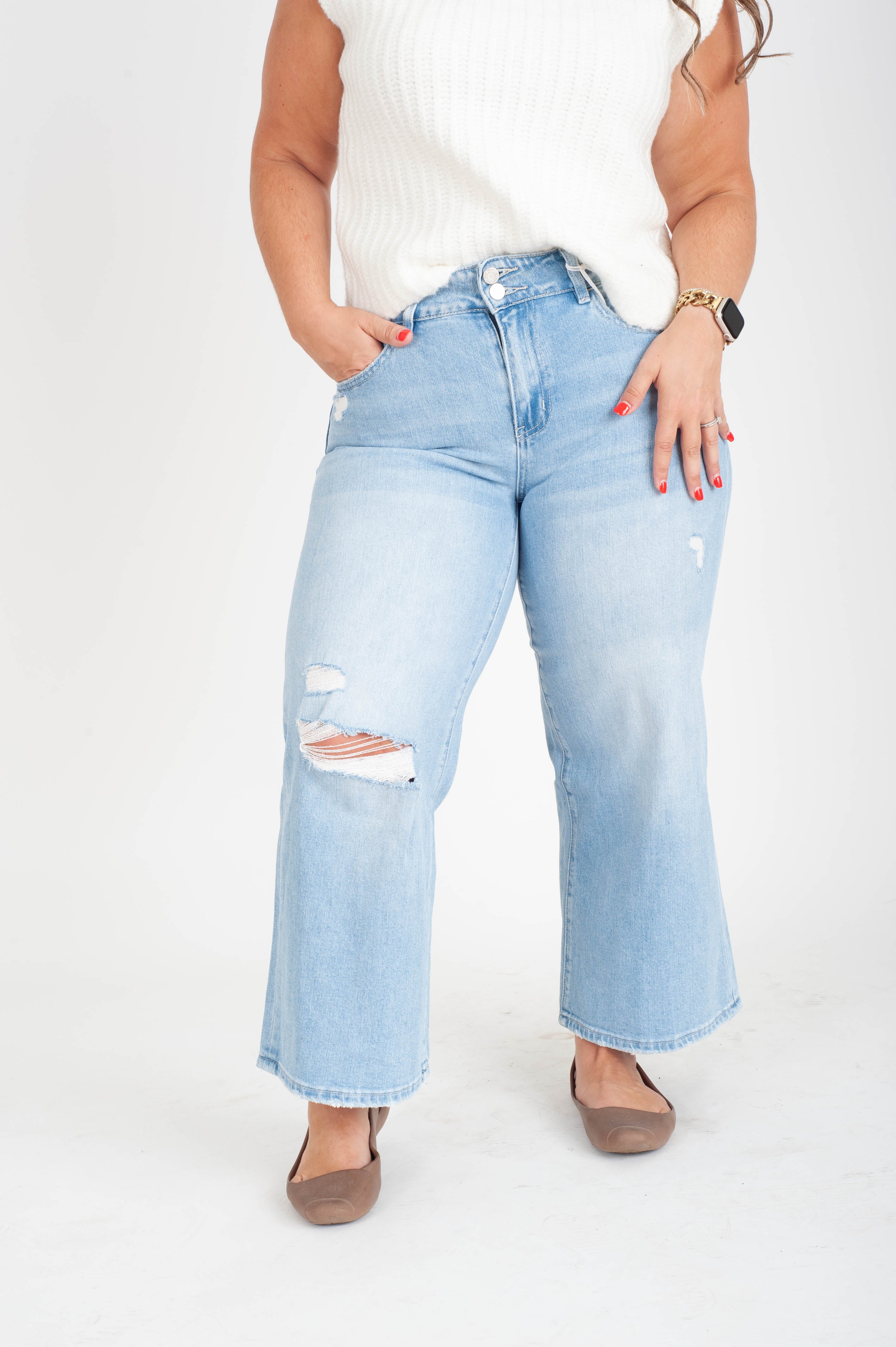 High waisted cropped wide leg jeans best sale