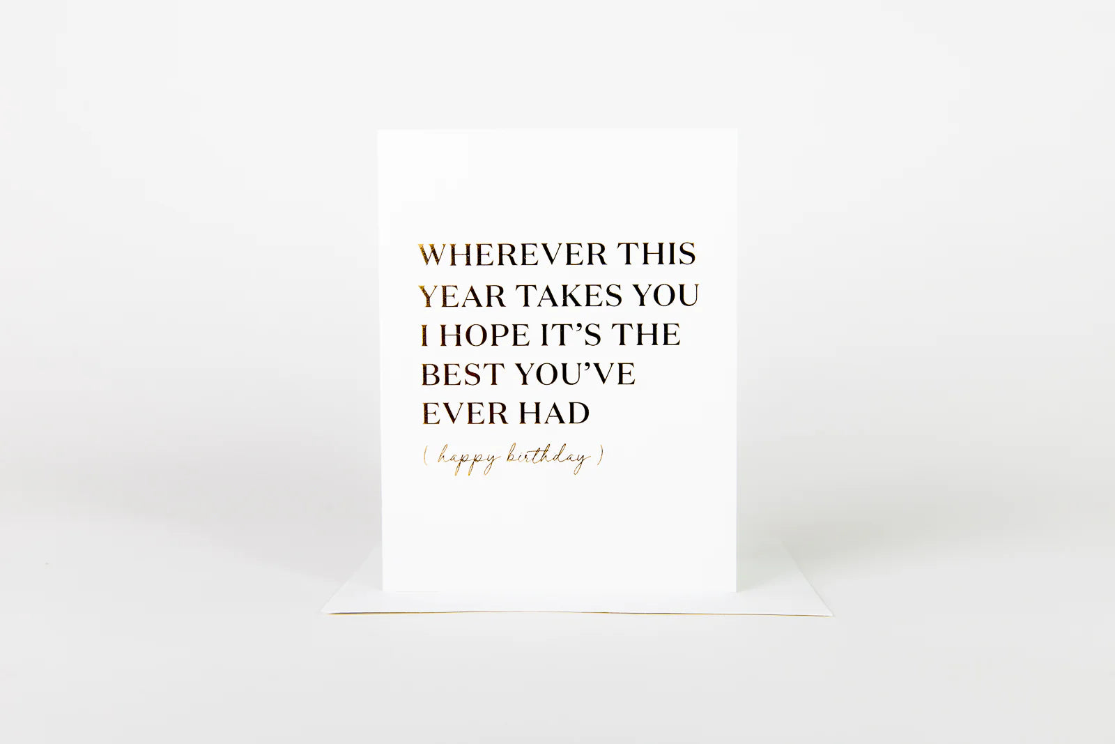 White card with black text on a white background