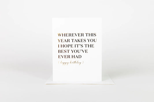 White card with black text on a white background