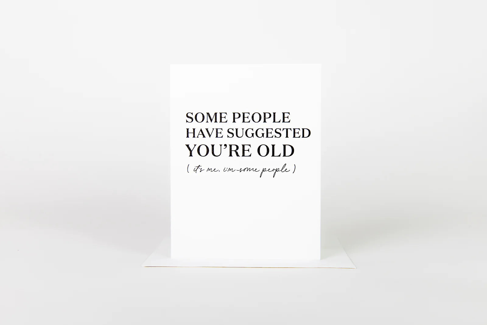 White card with black text on a white background