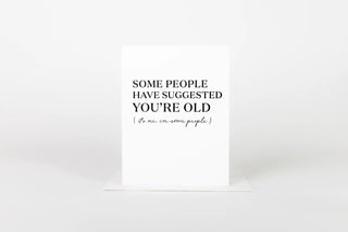 White card with black text on a white background