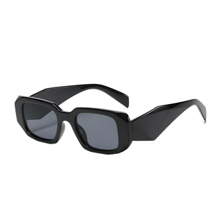 Black sunglasses with a plain background