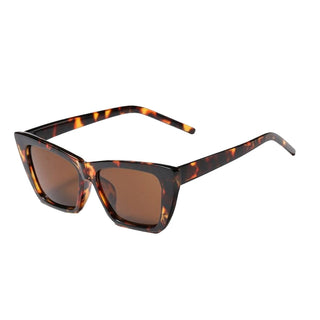 a pair of square shaped sunglasses in a tortoise colour