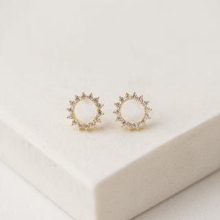 gold cz circle stud earrings