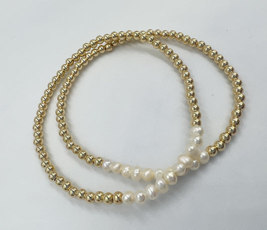 Gold Pearl Bar Bracelet