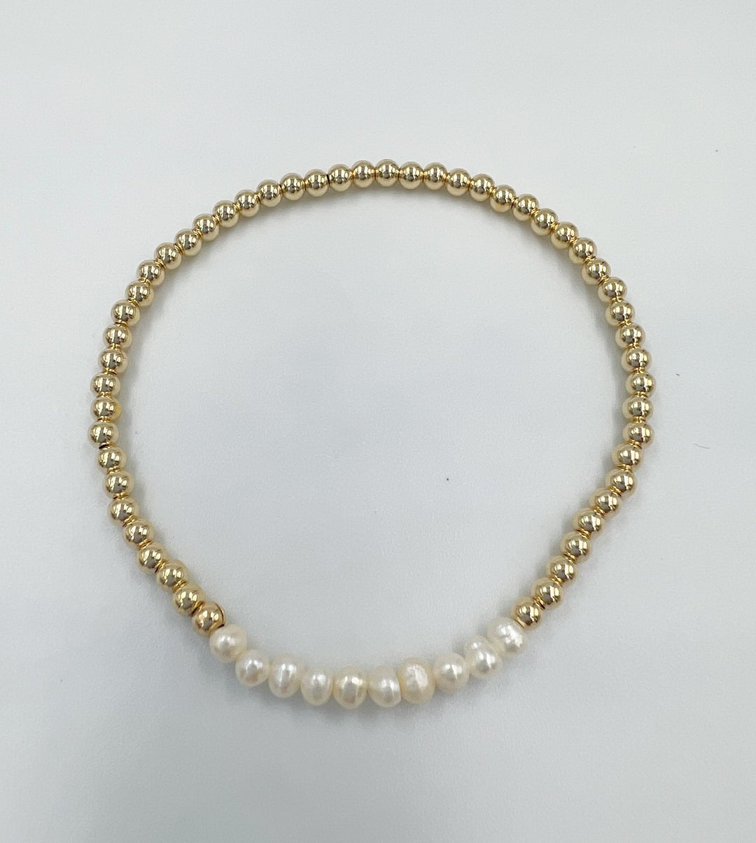 Gold Pearl Bar Bracelet | 3mm - 7"