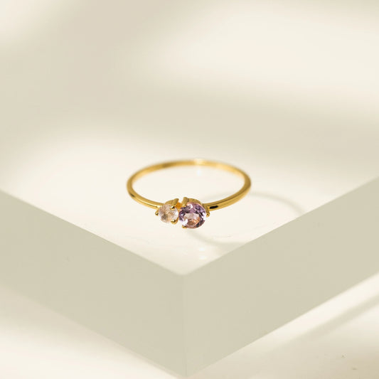 Luma Amethyst/Rose Quartz Gemstone Ring