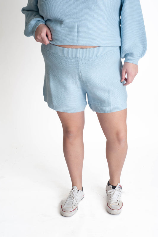 women wearing blue sweatshorts