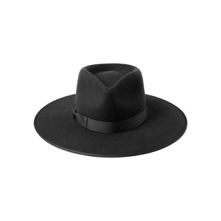 a black wide brim hat on a white background