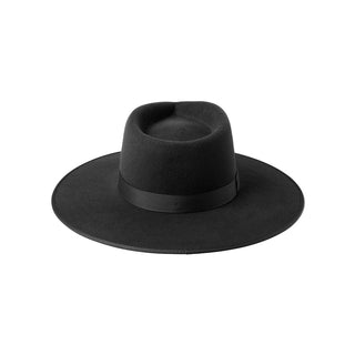 a black wide brim hat