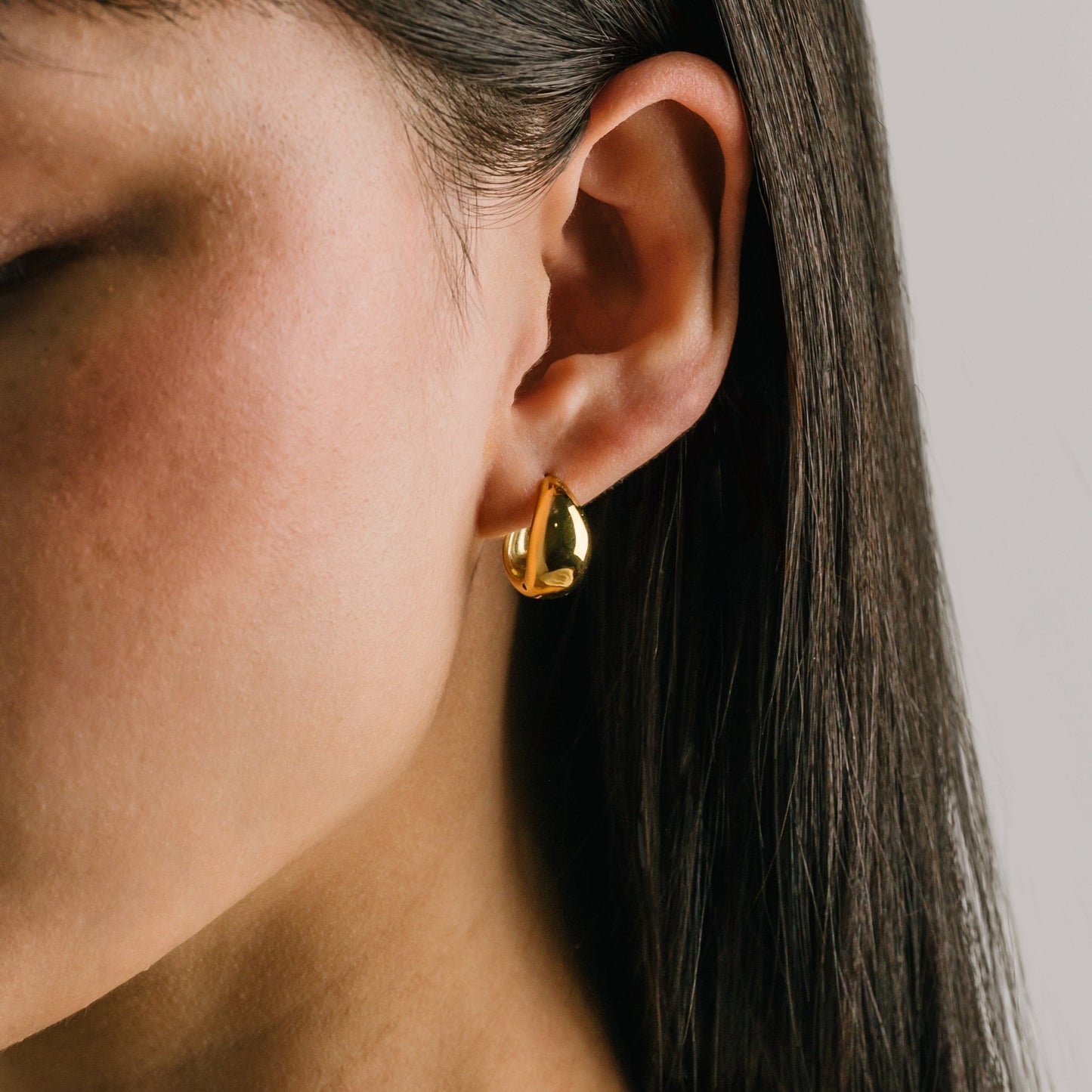 Oval Puff Hoop Earrings