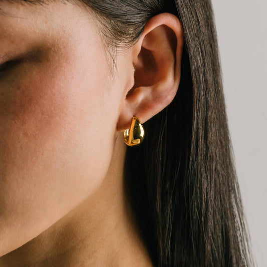 Oval Puff Hoop Earrings