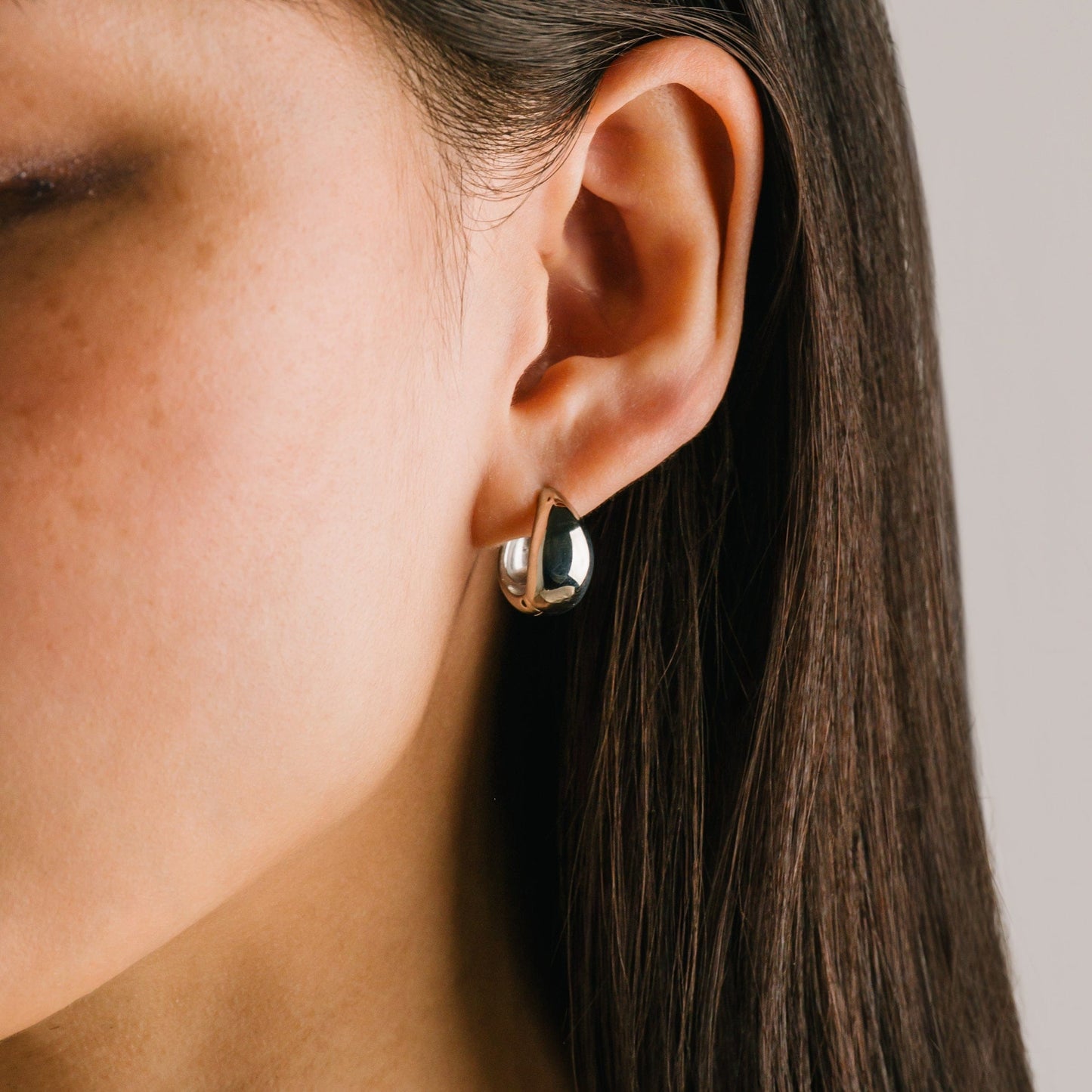 Oval Puff Hoop Earrings