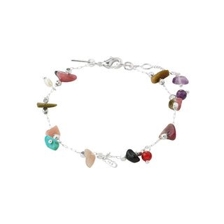 Multicolored beaded bracelet on a white background