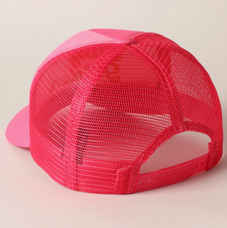 Pink mesh cap on a beige background