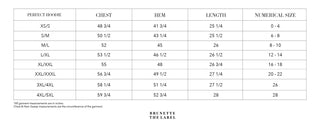 Women size guide for perfect hoodie by brunette the label. 