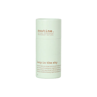A stick deodorant with a light green label, titled 'Lucy In The Sky', from the brand routine.