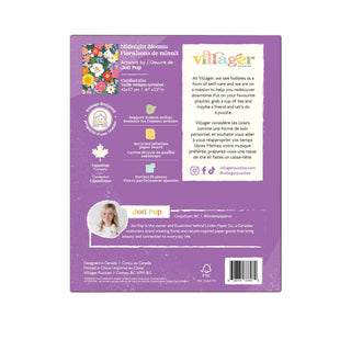 Villager Puzzles packaging with artwork by Jodi Pep on a purple background