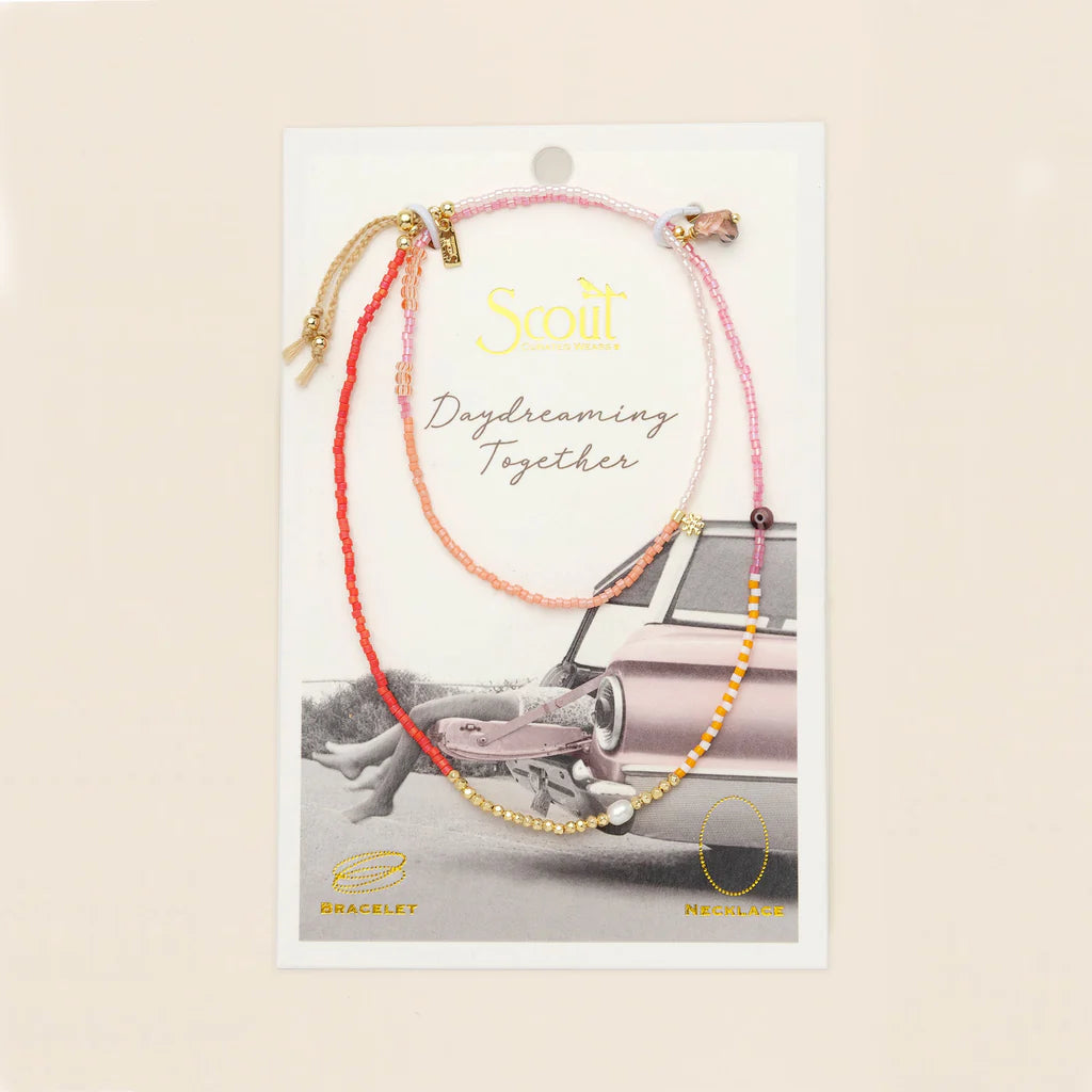 Mixed media beaded bracelet on a branded Scout Jewelry Card